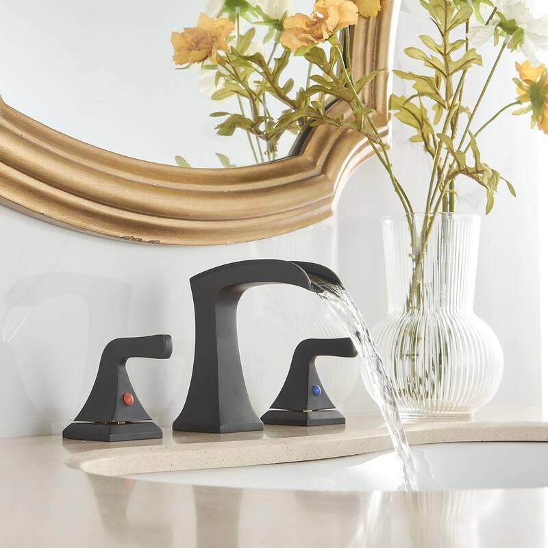 3Hole Waterfall Bathroom Faucet for Sink with Pop Up Drain Bed Bath